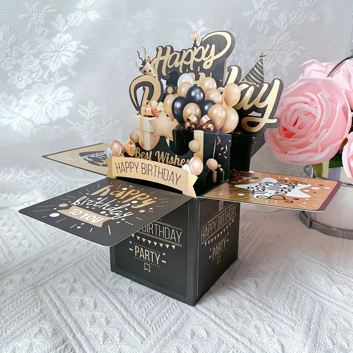 Black & Gold Birthday 3D Pop-up Card Set