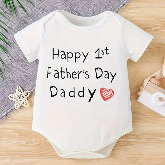 "Happy 1st Father's Day" Design Baby Jumpsuit