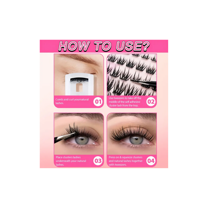 Cluster False Eyelash Set with Tweezers