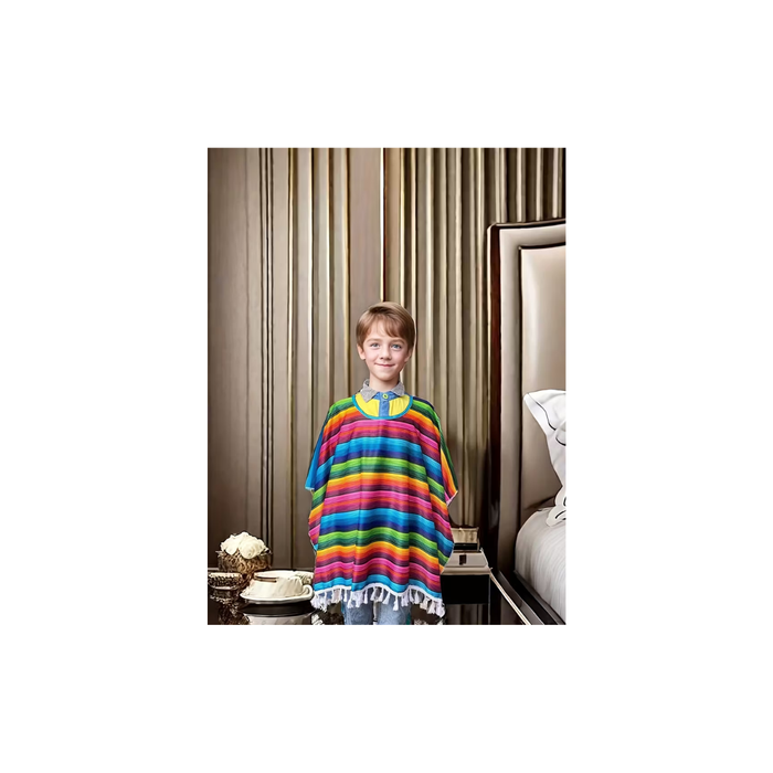 Colorful Mexican Poncho for Boys بونشو مكسيكي ملون للأولاد