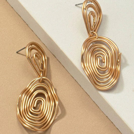 Wire Coil Twist Drop Earrings