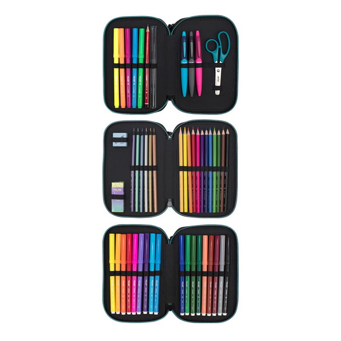 Triple Decker Pencil Case Sunset Series - Turquoise