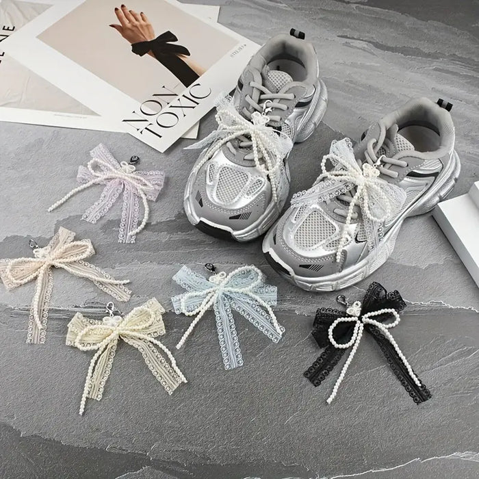 Pearl & Bowknot Pink Shoe Charm