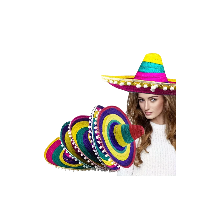 Mexican Sombrero Party Hat Multicolor Fiesta قبعة سومبريرو مكسيكية للحفلات متعددة الألوان