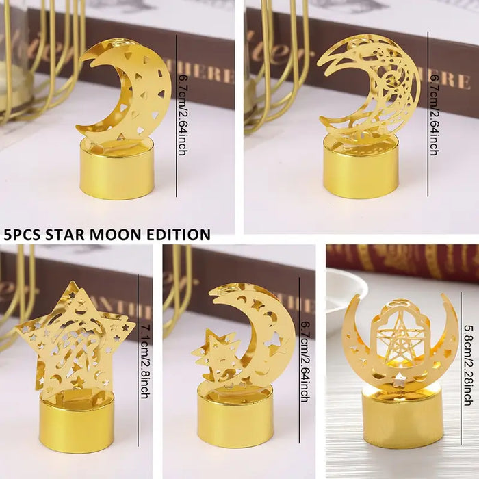 Golden Crescent Mini Eid Candle Light Set (5 Pcs)