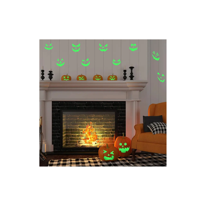 Glow-in-the-Dark Halloween Pumpkin Stickers – 16pcs