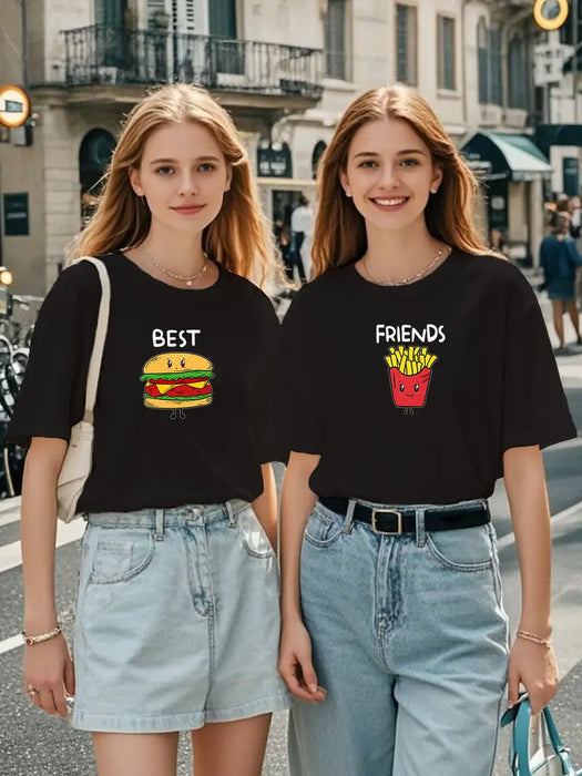 "Best Friends" Burger & Fries Matching Duo T-Shirts