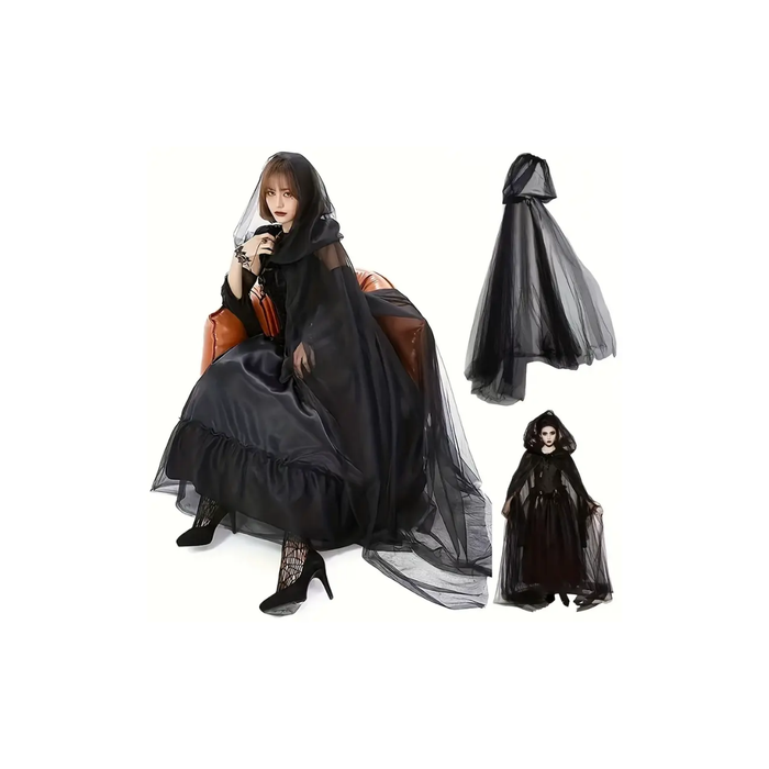 Elegant Black Cape – Halloween Witch & Vampire Costume