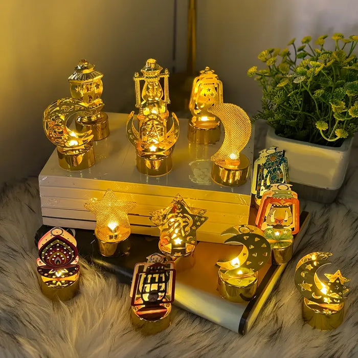 Golden Crescent Mini Eid Candle Light Set (5 Pcs)
