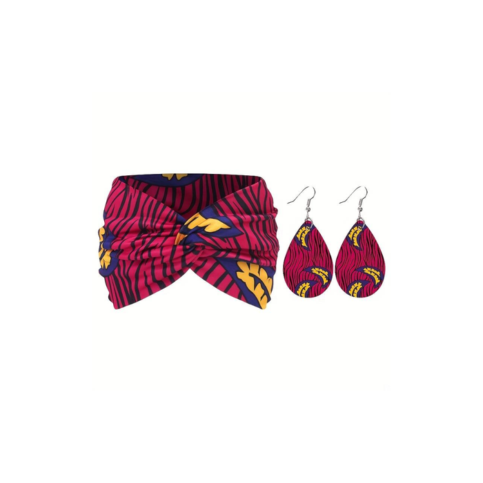 African Print Headband & Earrings Set