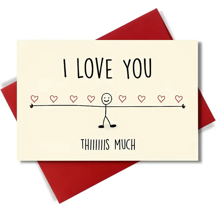 "I Love You This Much" Romantic Cartoon Greeting Card