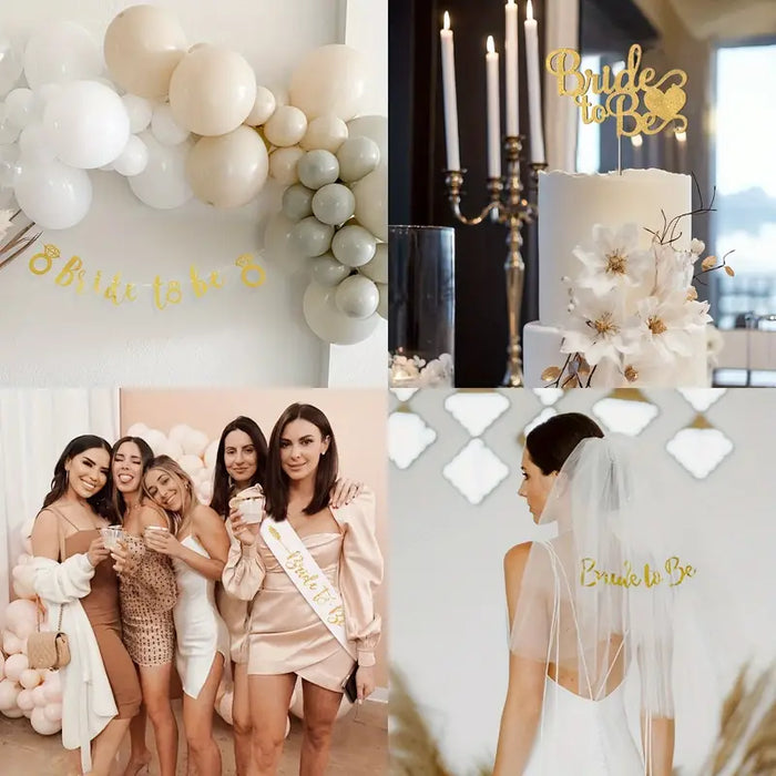 White & Gold Bride-to-Be Decor Set