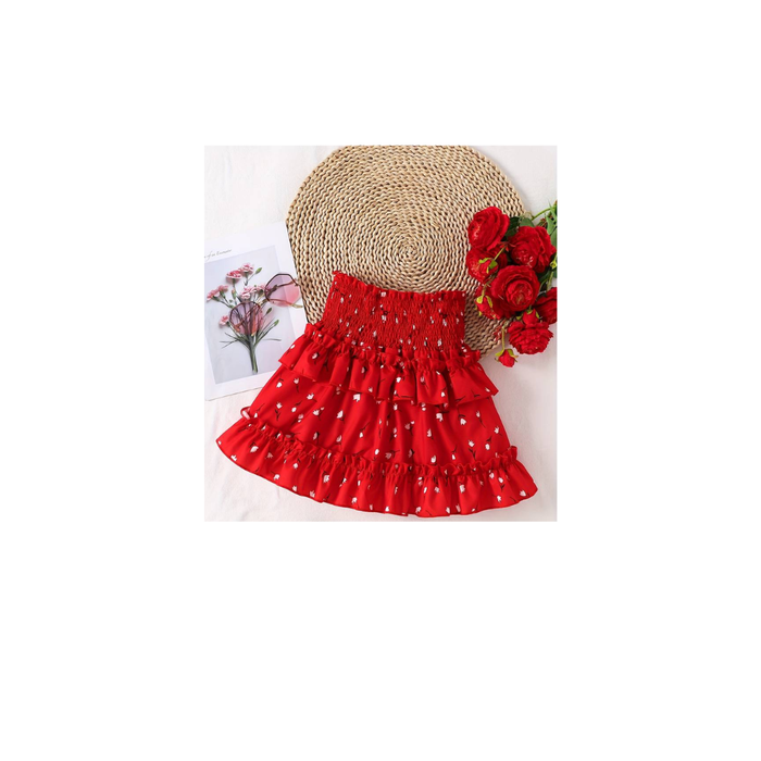 Girls’ Red Floral Skirt – Spanish & Mexican Style