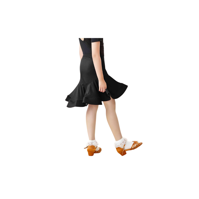 Elegant Black Latin Dance Ruffle Skirt