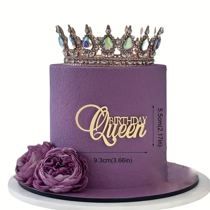 Golden Acrylic "Birthday Queen" Cake Decoration