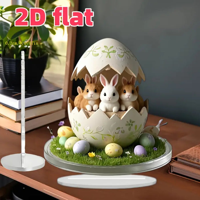 Easter Bunny Egg Nest 2D Acrylic Decor