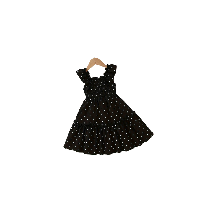 Girls’ Black & White Polka Dot Dress – Spanish/Mexican Bohemian
