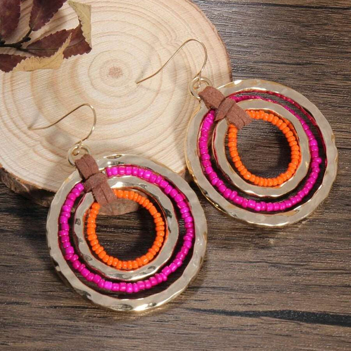 Hook Beaded Round Drop Earrings