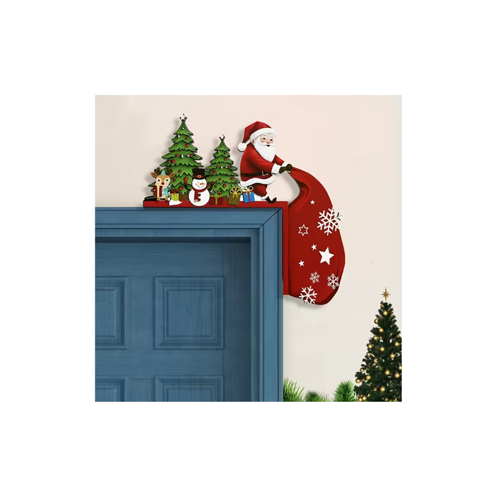 Wooden Corner Wall Decoration – Santa, Reindeer & Snowman زينة زاوية حائط خشبية سانتا وكلب الرنة ورجل الثلج