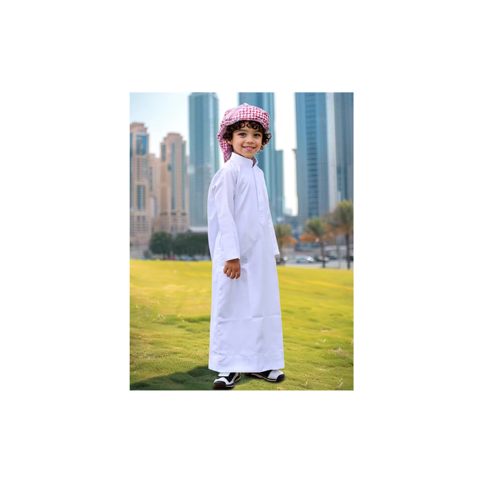 Boys’ Traditional White Arab Kaftan جلباب عربي تقليدي أبيض للأولاد