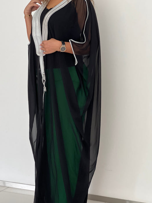 Midnight Black Flowy Sheer Abaya بشت نسائي شفاف