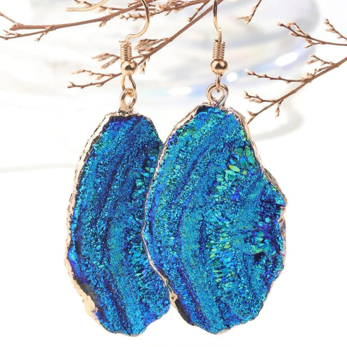 Turquoise Shimmer Stone Drop Earrings