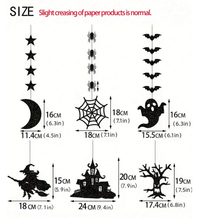 Gothic Style Halloween Hanging Ornaments - 6pcs Set