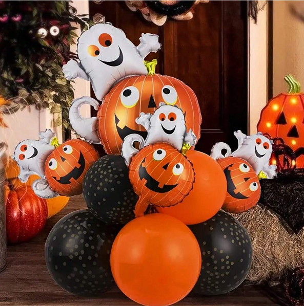 Halloween Pumpkin & Ghost Latex Balloons 13pcs