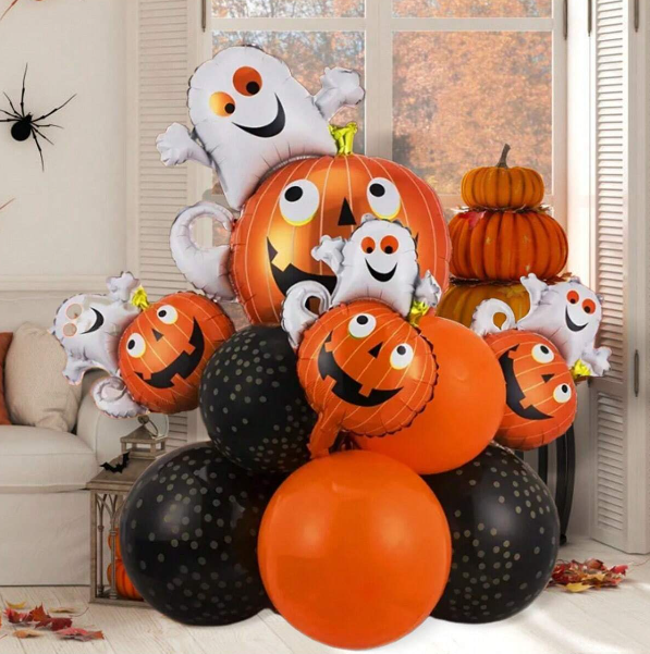 Halloween Pumpkin & Ghost Latex Balloons 13pcs
