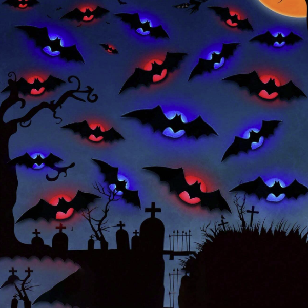 3D LED Bat Wall Stickers 12pcs