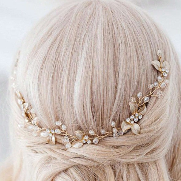 Elegant Pearl & Rhinestone Floral Silver Headband