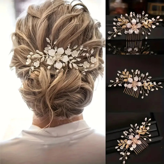 Pearl Blossom Bridal Hair Comb Pin