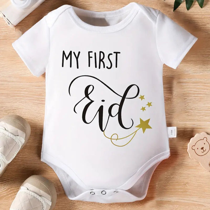 "My First Eid" Stars Design Baby Jumpsuit