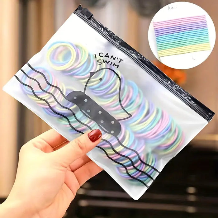 Multicolored Elastic Hair Bands – 100pcs Set