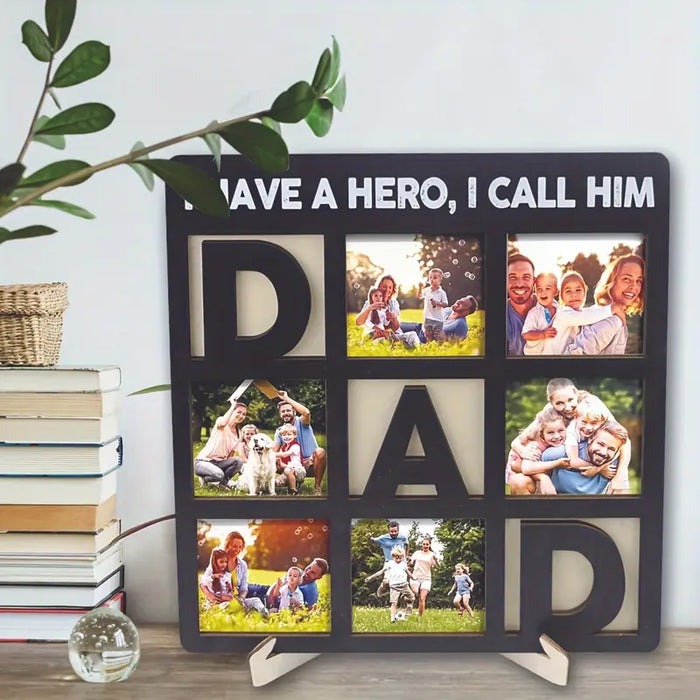 "I Have a Hero" 9-Photo Collage Frame for Dad