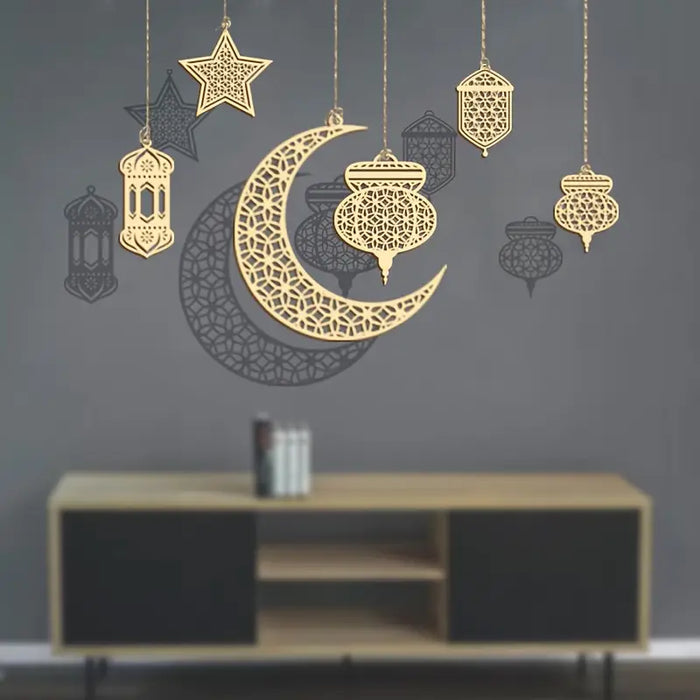 Ramadan & Eid Mandala Wooden Pendant Set – 6pcs