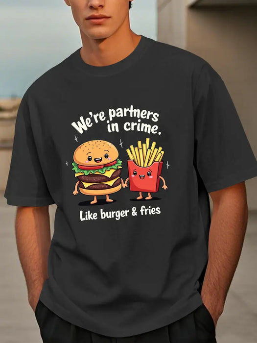 Matching "Burger & Fries Partners in Crime" T-Shirt Set