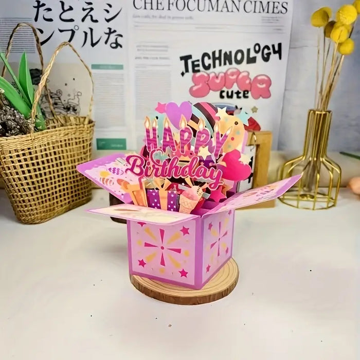 Pink Happy Birthday Pop-Up 3D Card