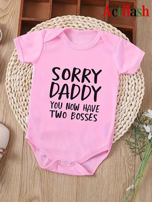 "You Now Have Two Bosses" Baby Girl Romper