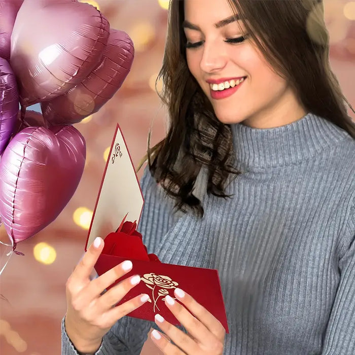 Rose 3D Pop-Up Greeting Card