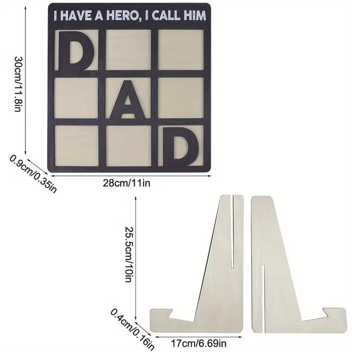"I Have a Hero" 9-Photo Collage Frame for Dad