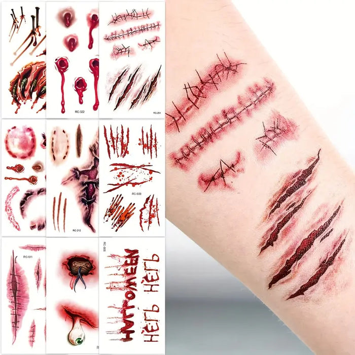Halloween 3D Fake Scar Tattoos - 12 Sheets