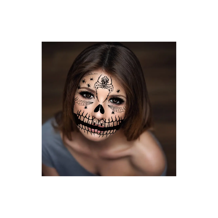 3 Sheets Black Temporary Halloween Face Tattoos