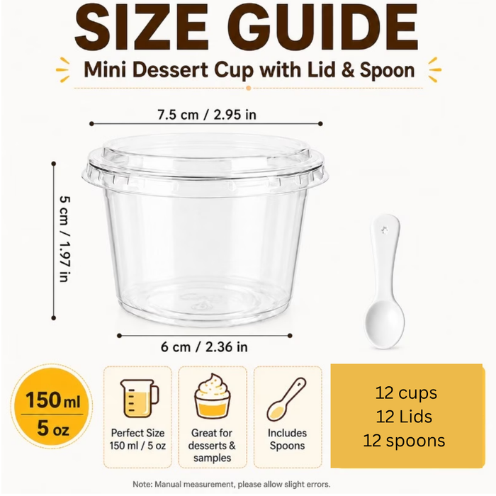 Clear Dessert Cups with Lids & Spoons – 12PCS