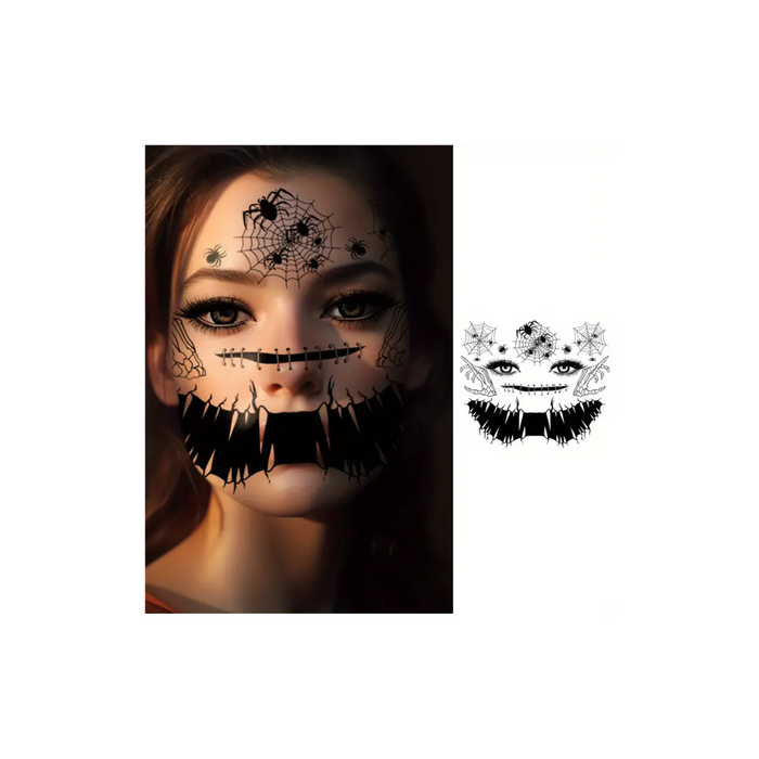 3 Sheets Black Temporary Halloween Face Tattoos