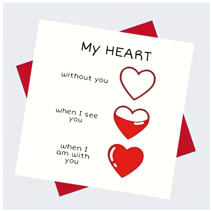 Heart-Shaped Love Greeting Card with Envelope