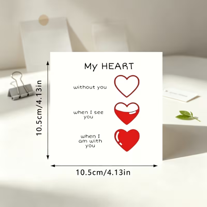 Heart-Shaped Love Greeting Card with Envelope