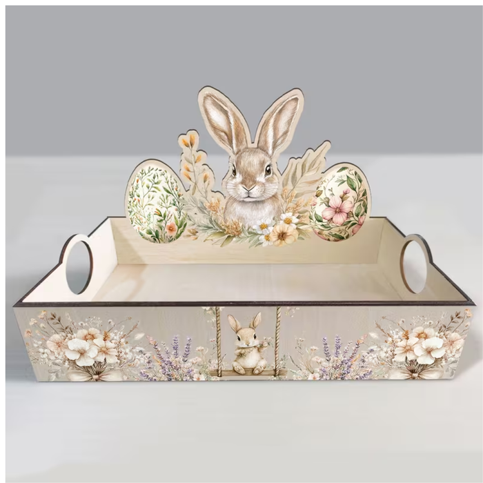 Wooden Bunny & Egg Basket