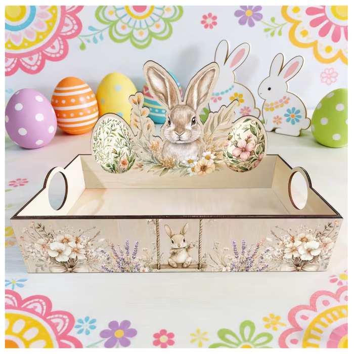 Wooden Bunny & Egg Basket