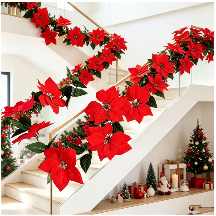 Bright Red Artificial Flower Vine – 241.3cm